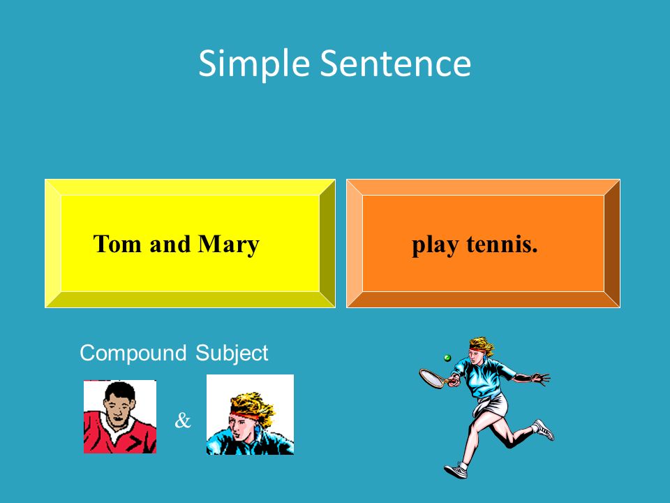 Simple Sentence Tom and Mary play tennis. Compound Subject &