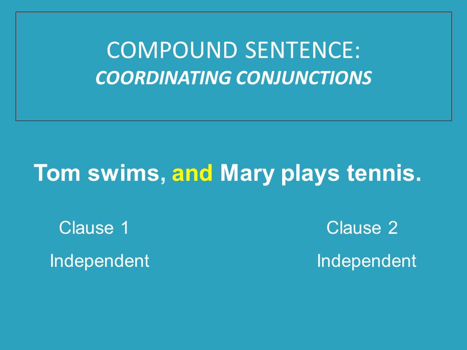COMPOUND SENTENCE: COORDINATING CONJUNCTIONS
