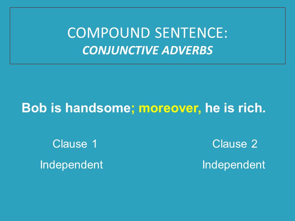 COMPOUND SENTENCE: CONJUNCTIVE ADVERBS