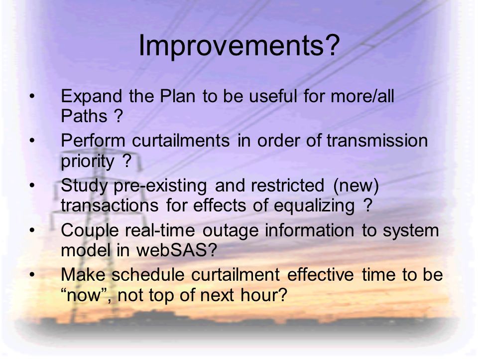 Improvements Expand the Plan to be useful for more/all Paths