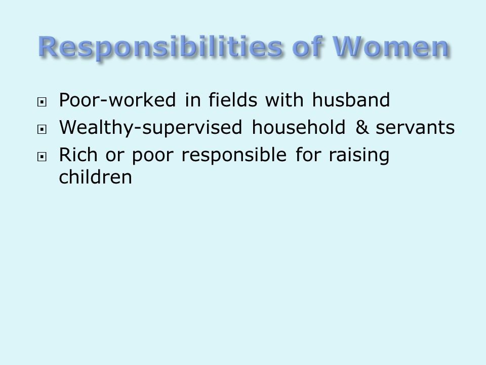 Responsibilities of Women