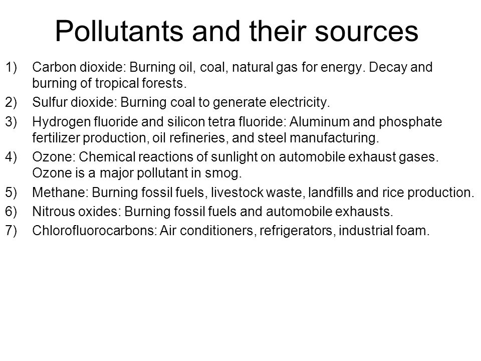 Pollutants and their sources