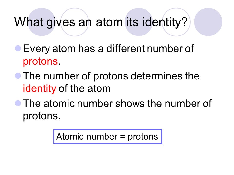 What gives an atom its identity