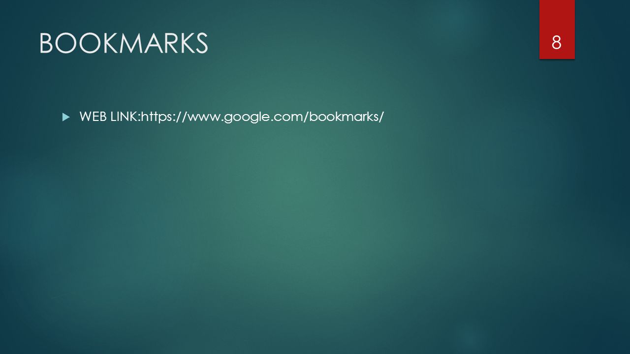BOOKMARKS WEB LINK: