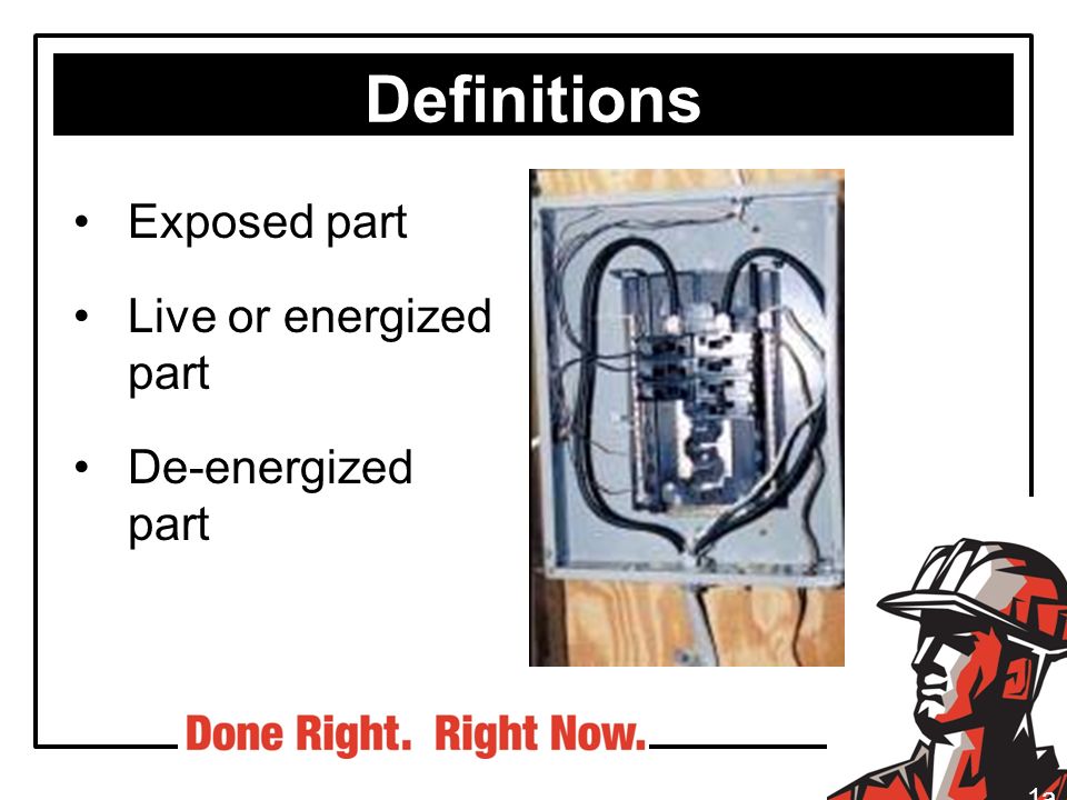 Definitions Exposed part Live or energized part De-energized part 1a