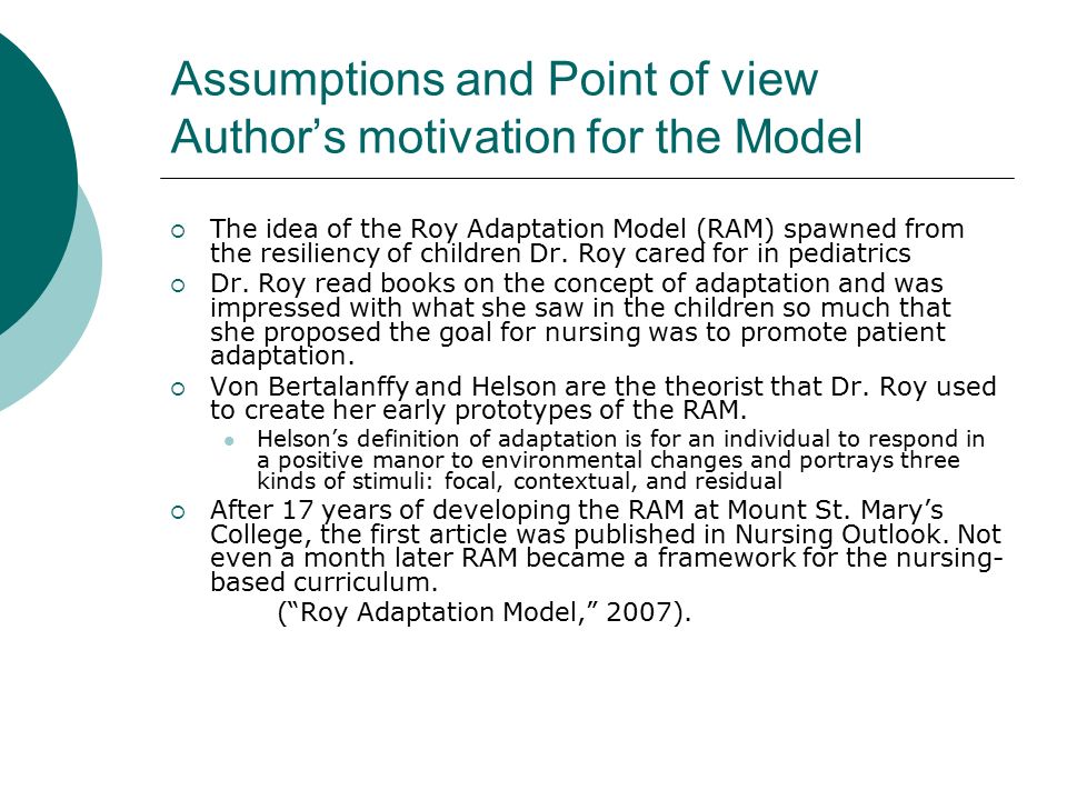 the roy adaptation model the definitive statement