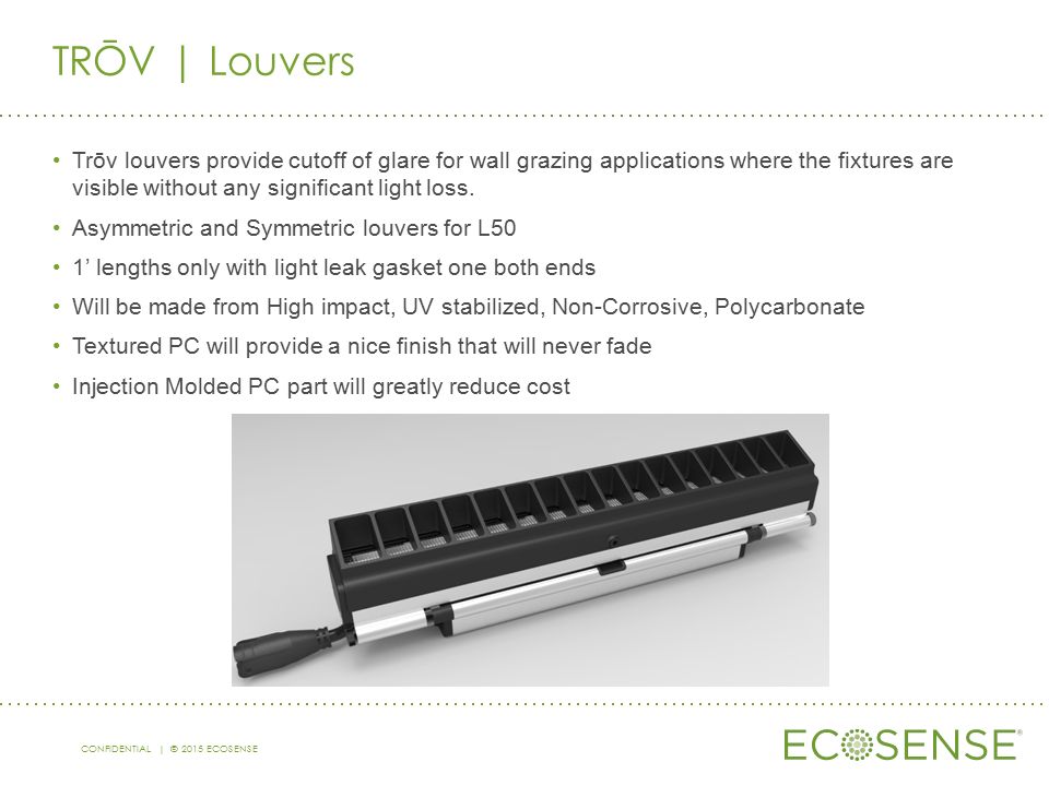 ECOSENSE LV-L50-ASYM-48 asymmetrical LOUVERS FOR TROV-L50 SERIES LED  LIGHTS, 48