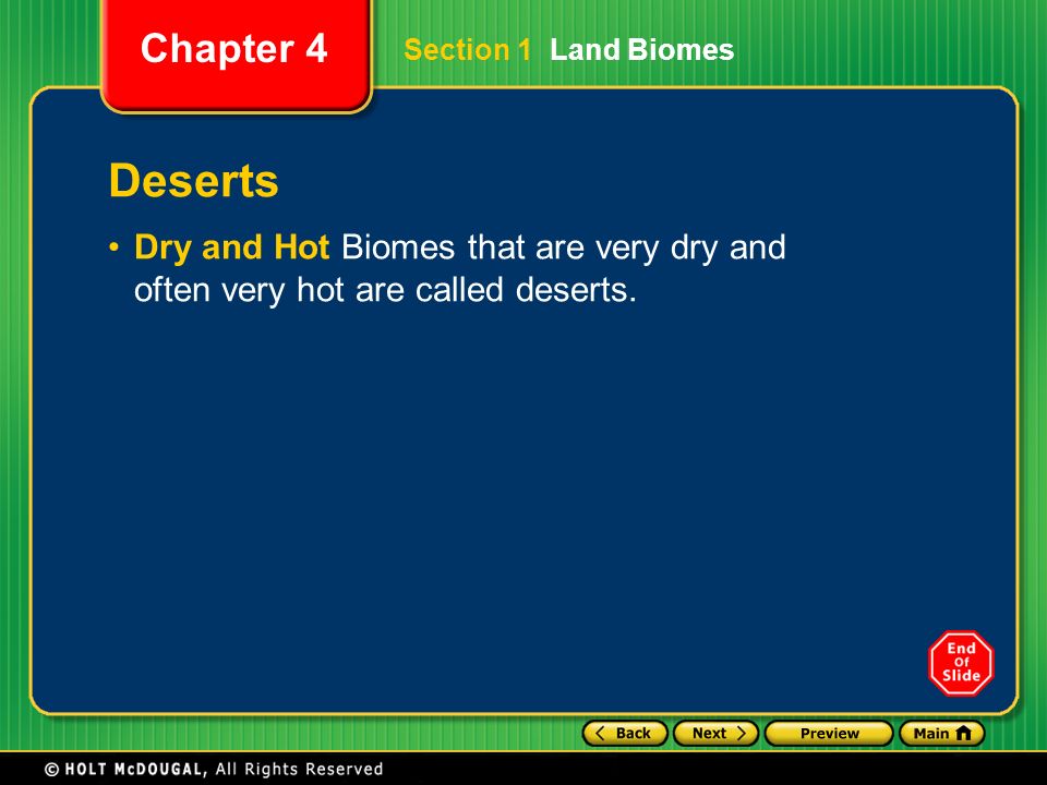 Section 1 Land Biomes Deserts.