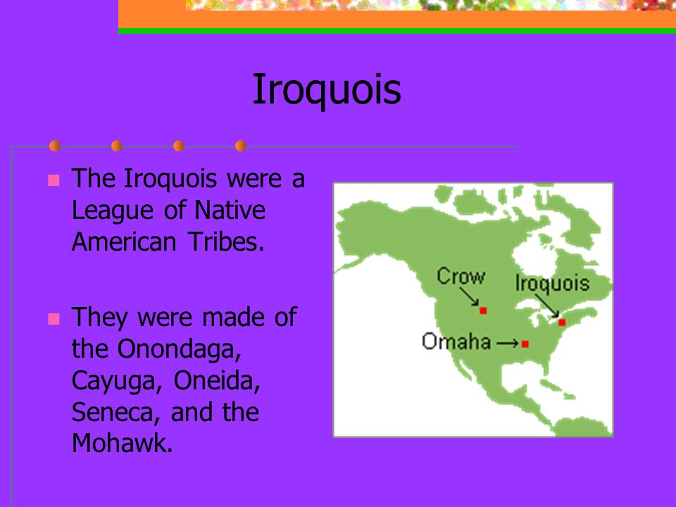 Iroquois The Iroquois were a League of Native American Tribes.