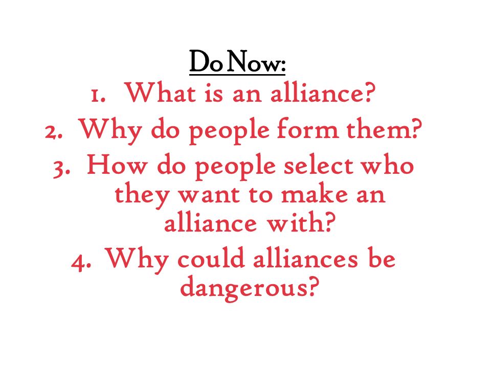 How do people select who they want to make an alliance with