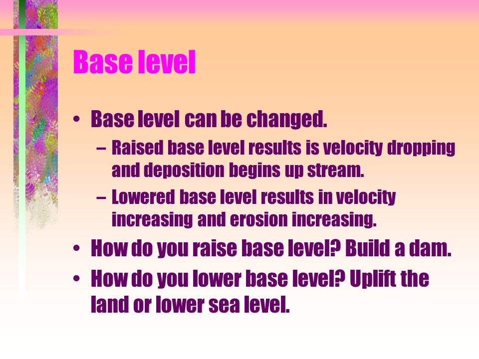 Base level Base level can be changed.