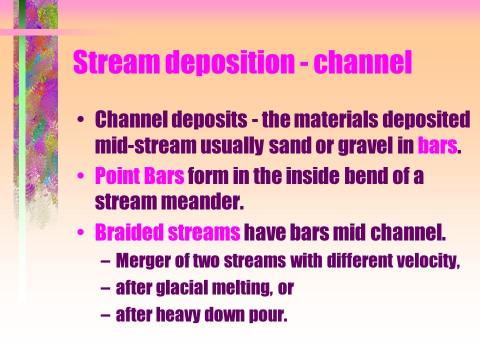 Stream deposition - channel