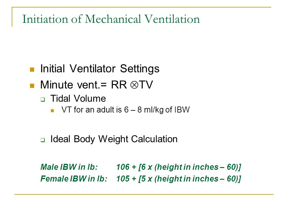 Ideal Body Weight Chart Mechanical Ventilation