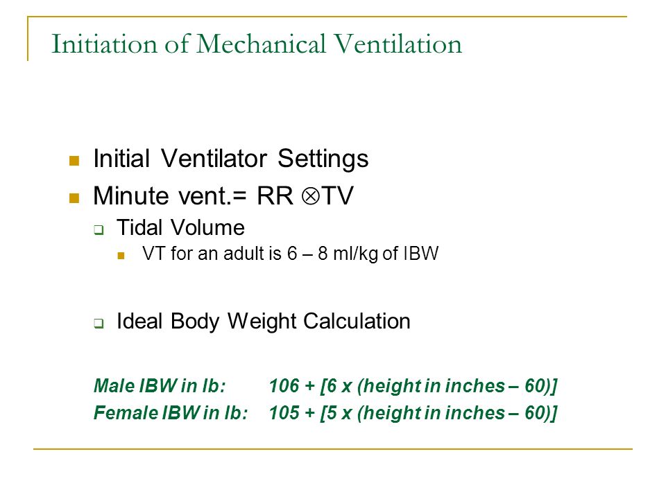 Mechanical Ventilation Chart