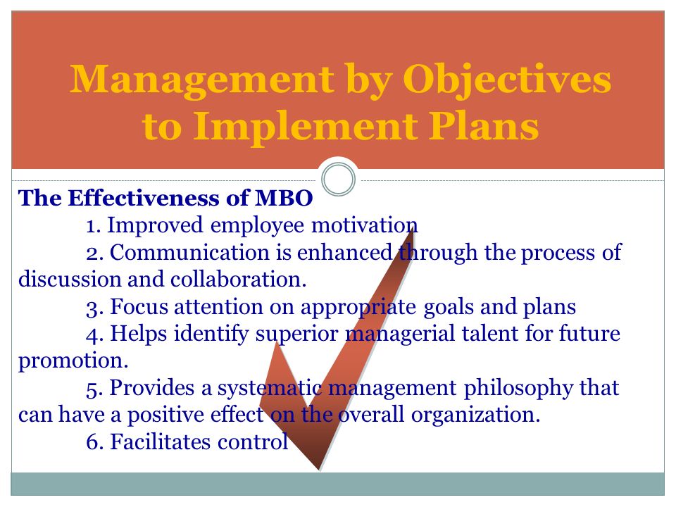Management by Objectives to Implement Plans