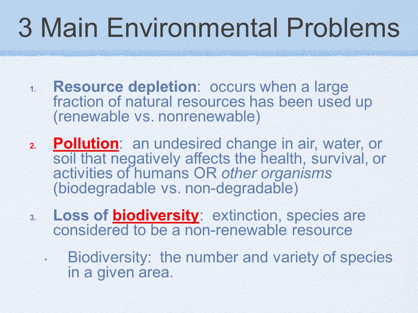 3 Main Environmental Problems