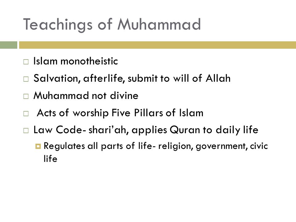 Teachings of Muhammad Islam monotheistic