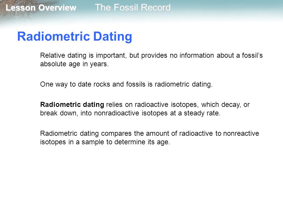 Relative dating techniques for fossils