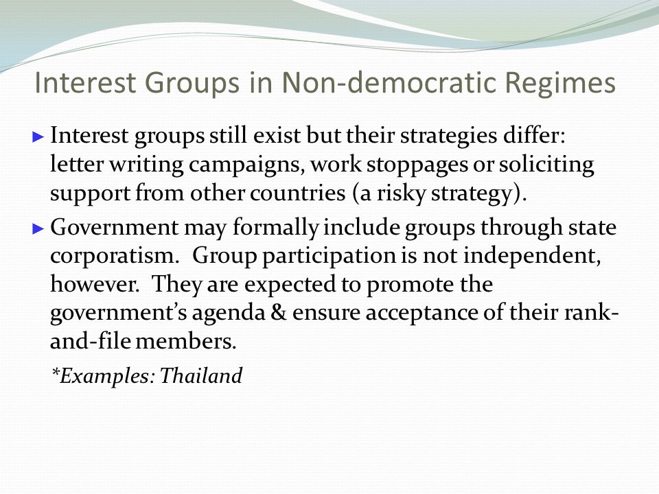Interest Groups in Non-democratic Regimes