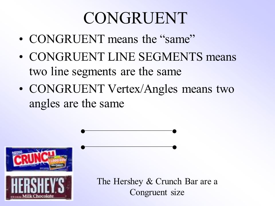 The Hershey & Crunch Bar are a Congruent size