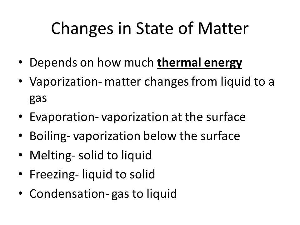 Changes in State of Matter