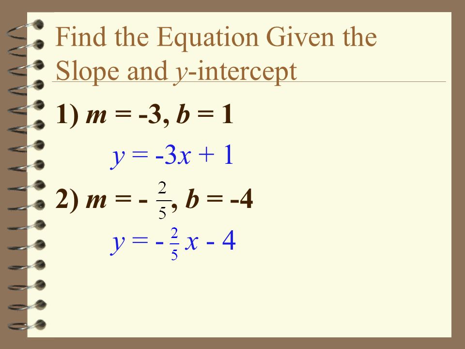 Find the Equation Given the Slope and y-intercept