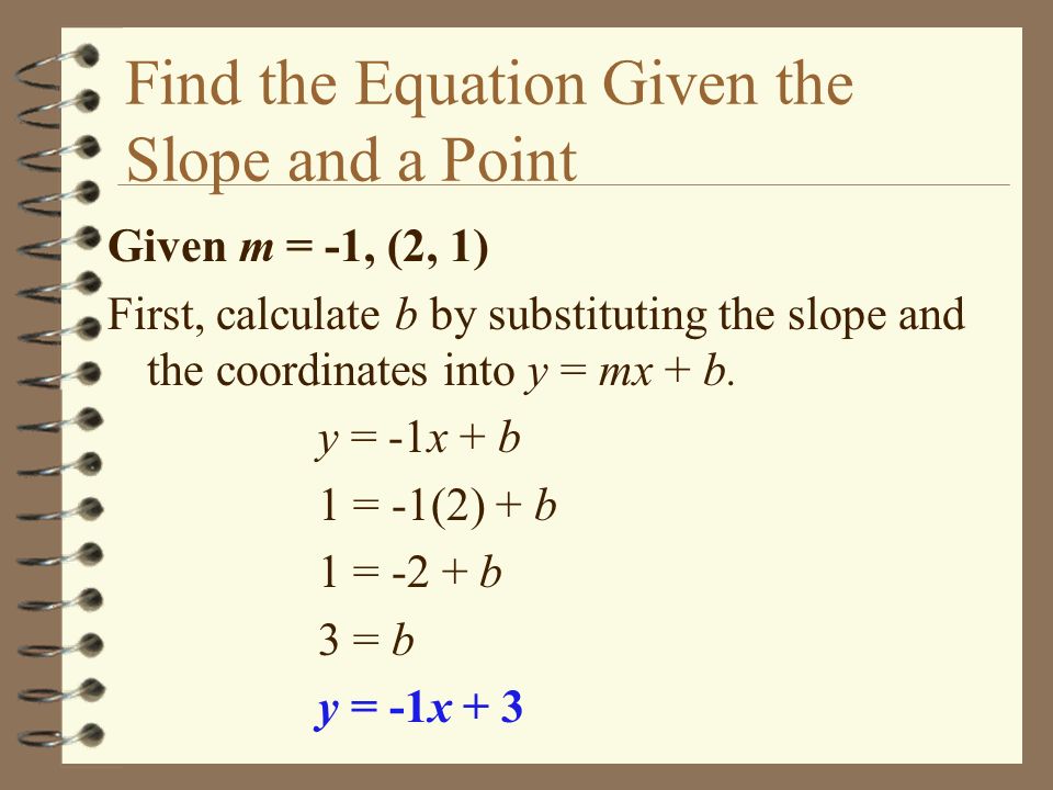 Find the Equation Given the Slope and a Point