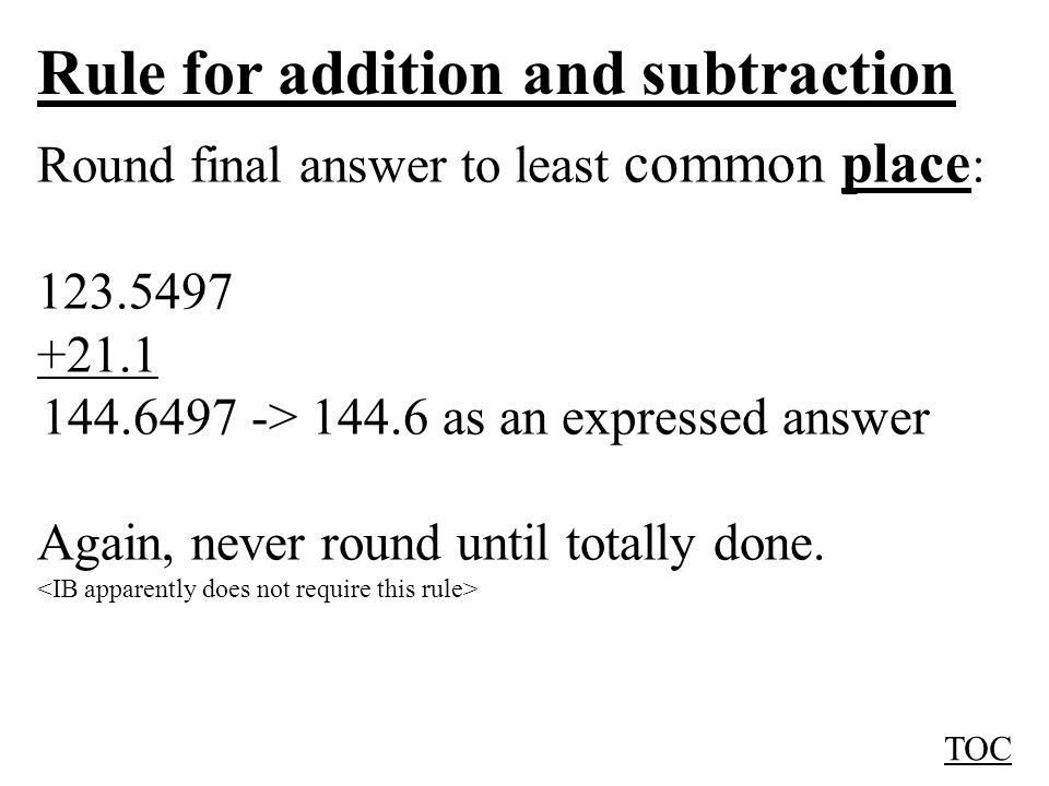 Rule for addition and subtraction