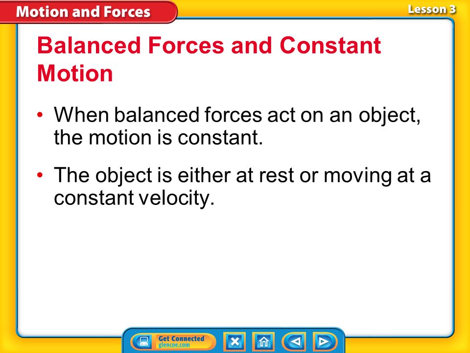 Balanced Forces and Constant Motion