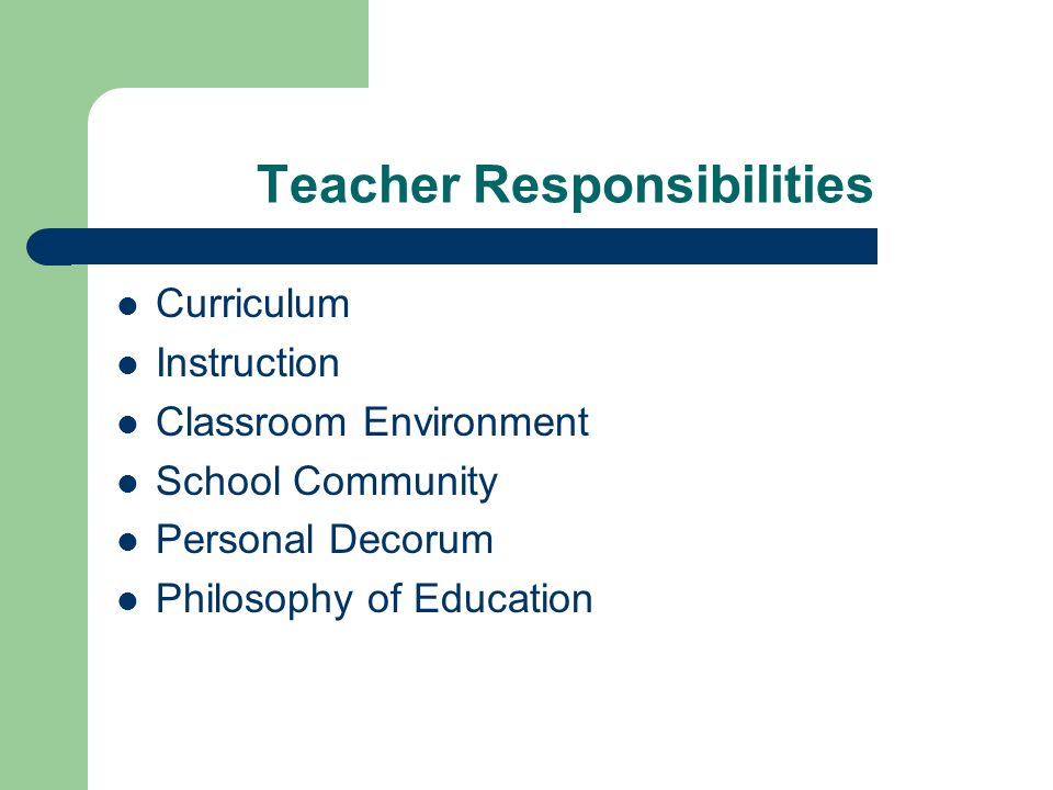Teacher Responsibilities