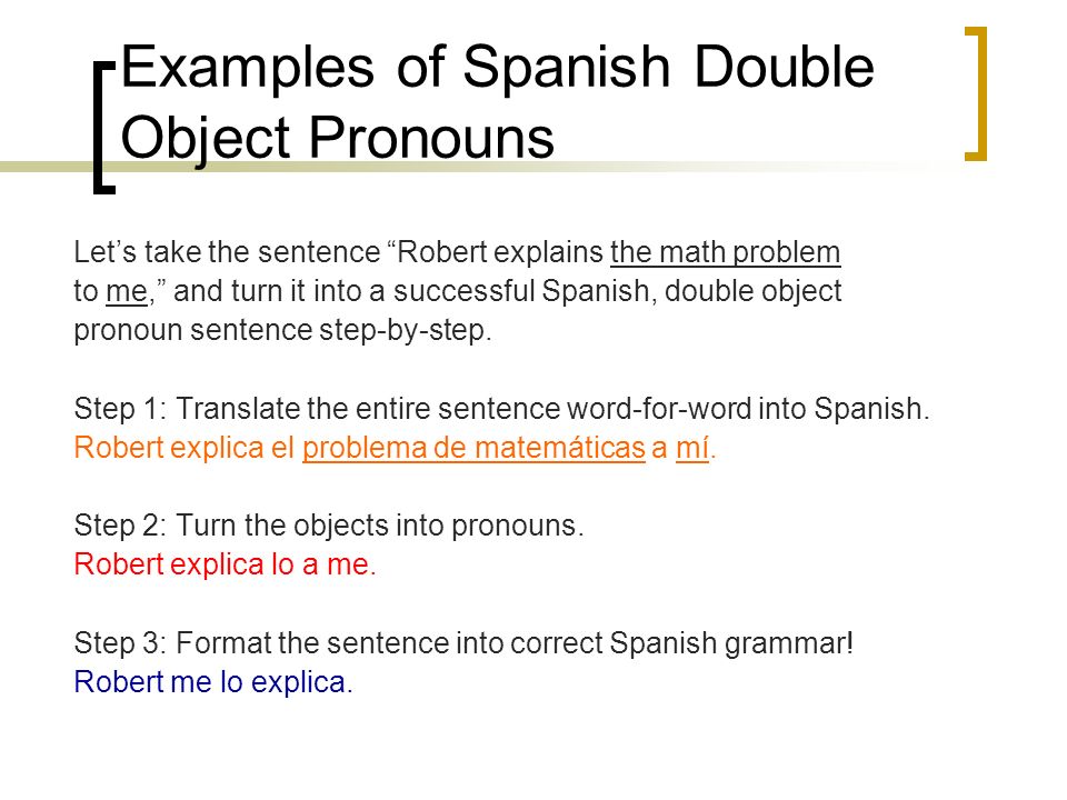 Examples of Spanish Double Object Pronouns
