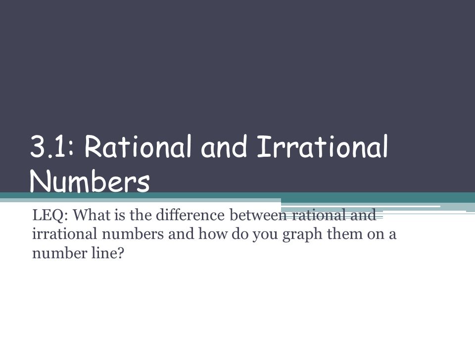 3.1: Rational and Irrational Numbers