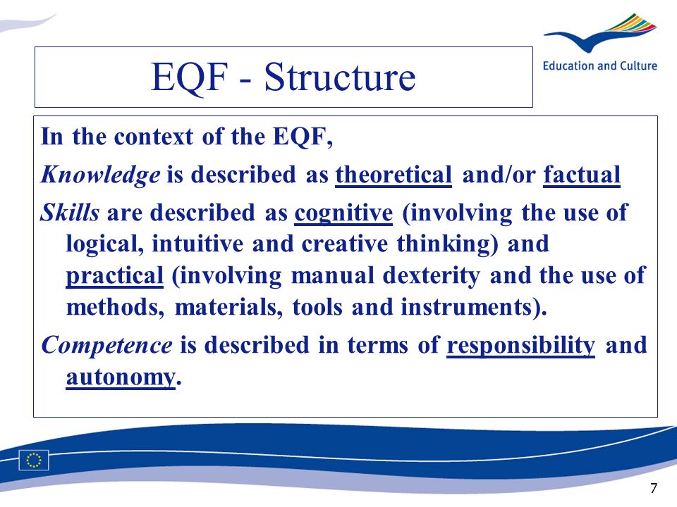 EQF - Structure In the context of the EQF,
