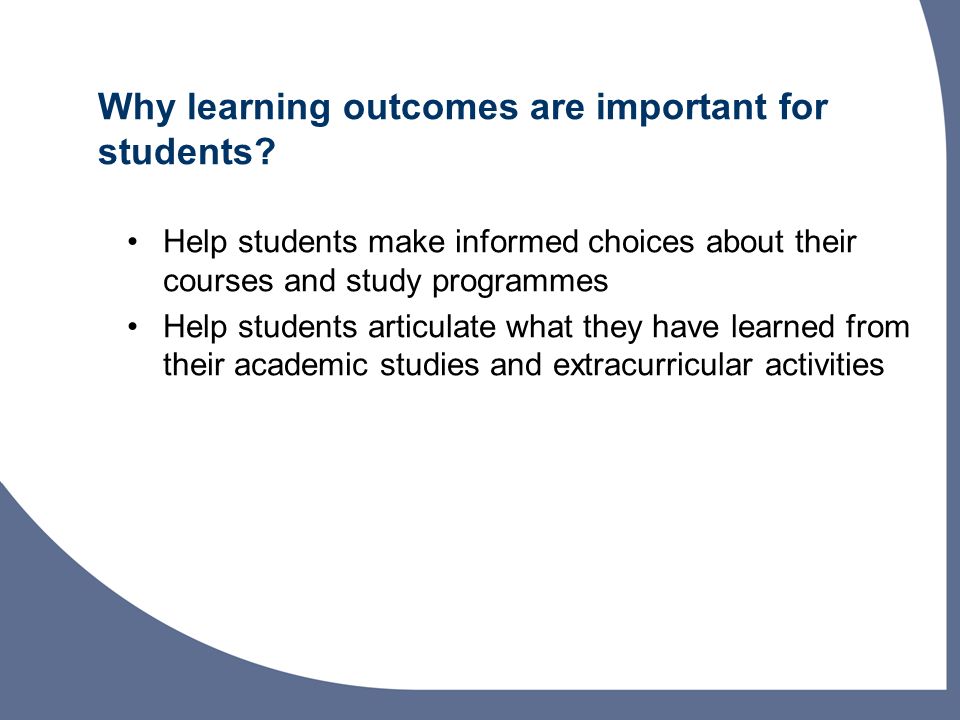 Why learning outcomes are important for students