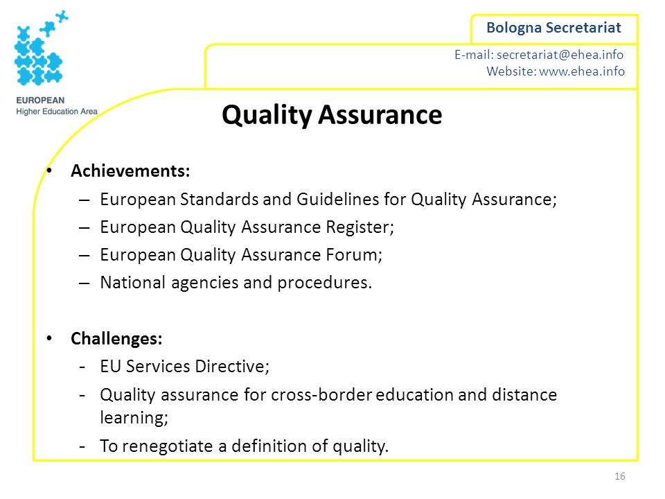 Quality Assurance Achievements: