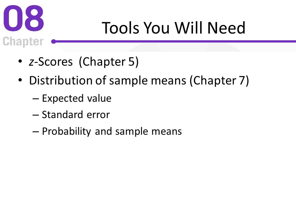 Tools You Will Need z-Scores (Chapter 5)
