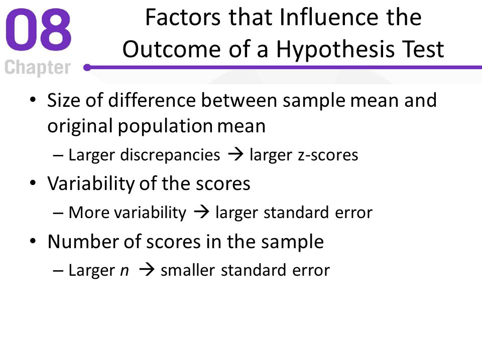 Factors that Influence the Outcome of a Hypothesis Test