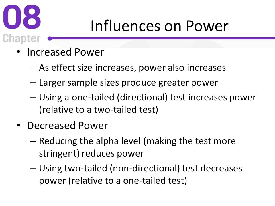 Influences on Power Increased Power Decreased Power