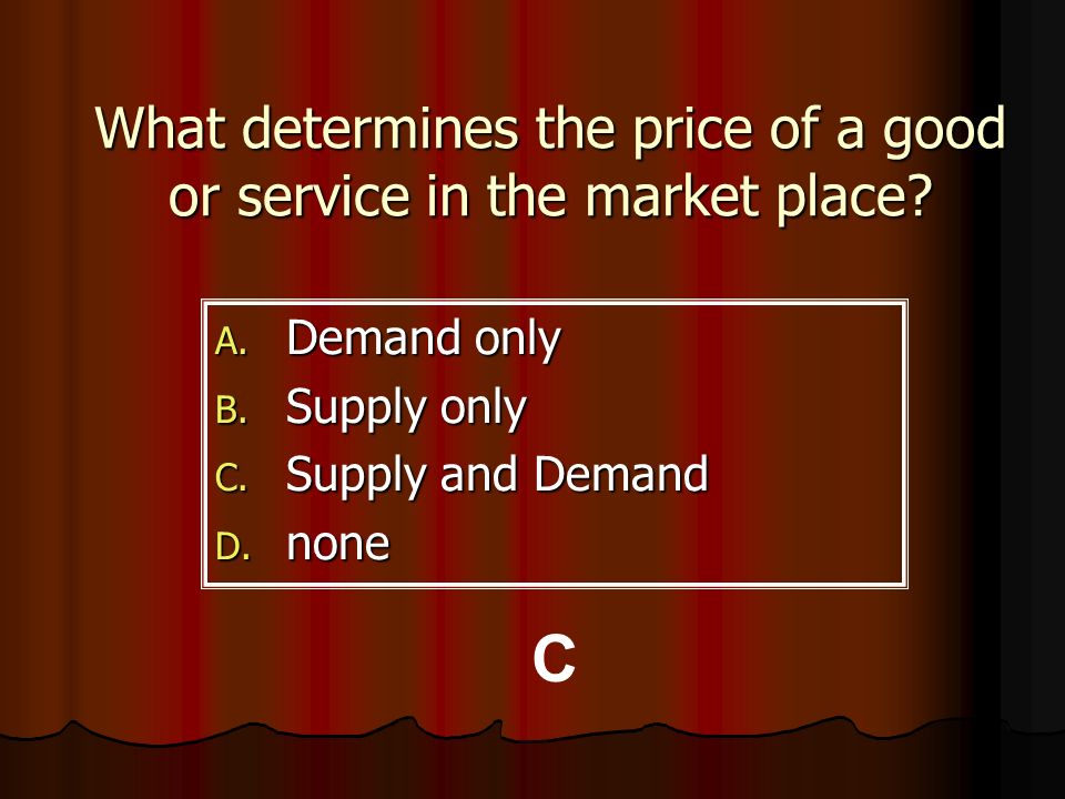 What determines the price of a good or service in the market place