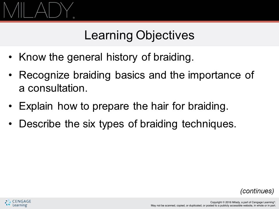 Learning Objectives Know the general history of braiding.