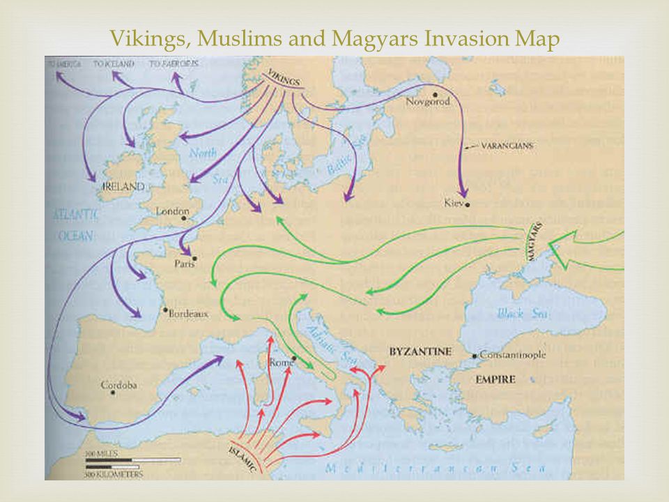 Vikings, Muslims and Magyars Invasion Map