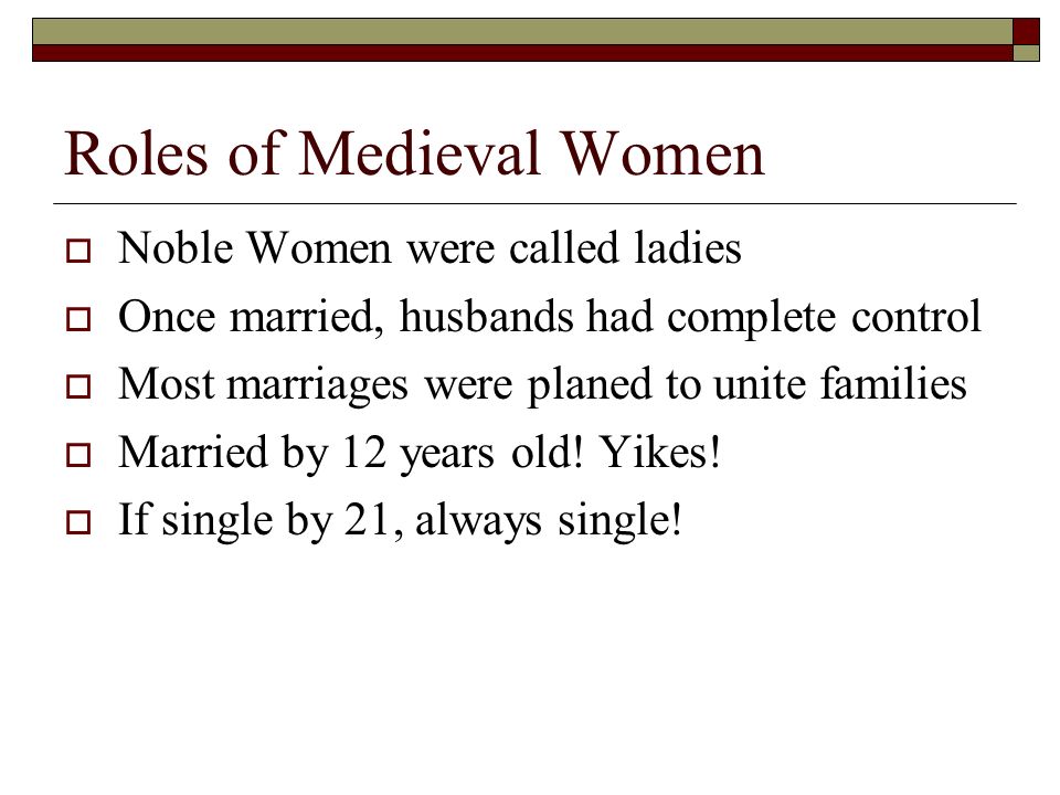 Roles of Medieval Women
