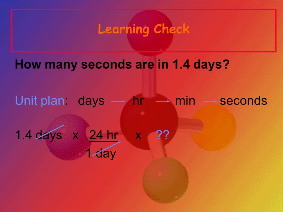 How many seconds are in 1.4 days Unit plan: days hr min seconds