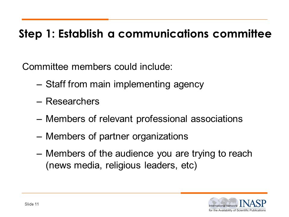 Step 1: Establish a communications committee