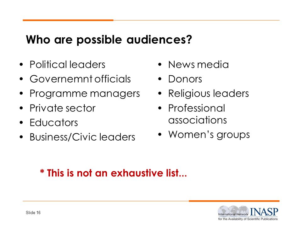 Who are possible audiences
