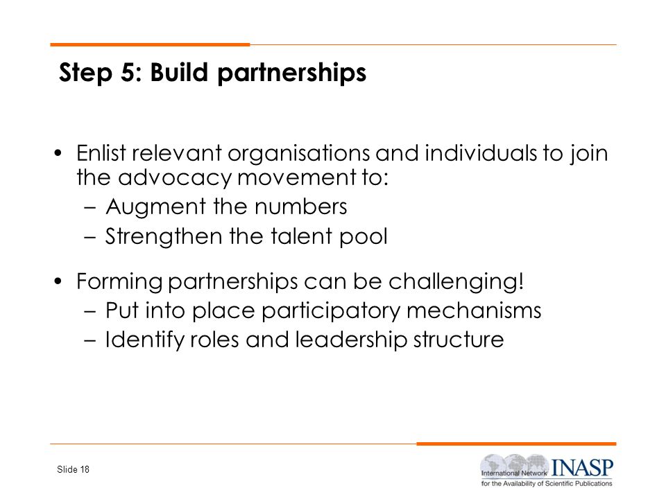 Step 5: Build partnerships