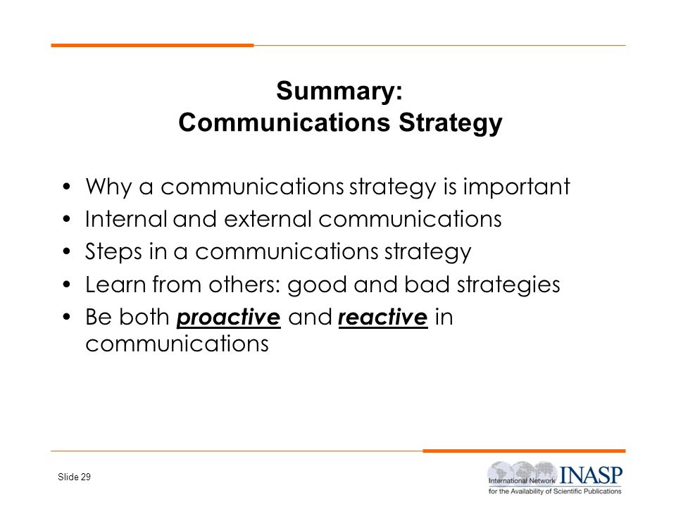 Summary: Communications Strategy
