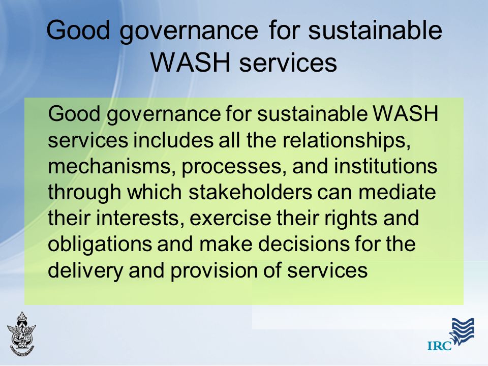 Good governance for sustainable WASH services