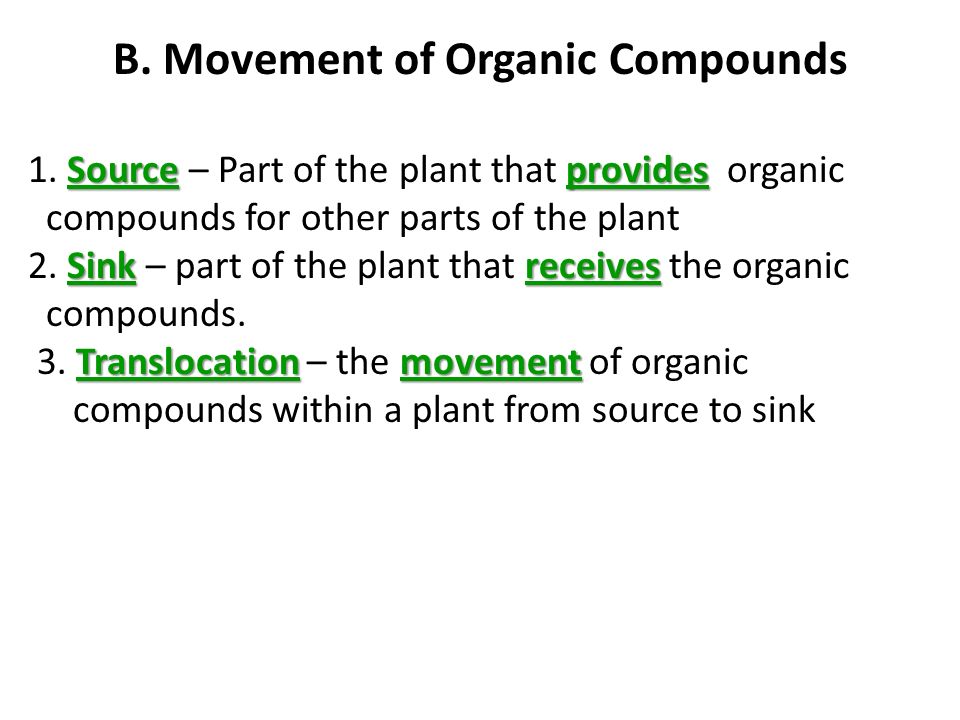 B. Movement of Organic Compounds