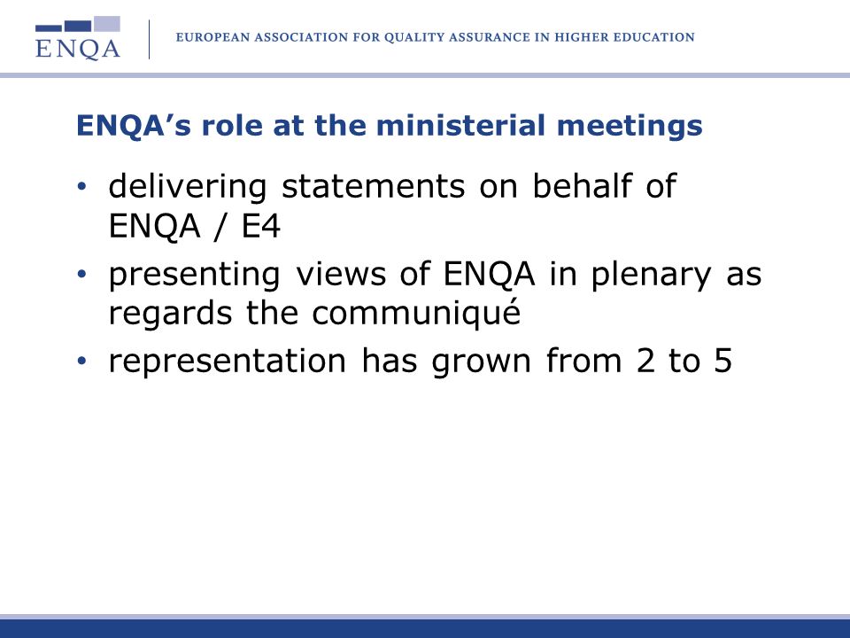 ENQA’s role at the ministerial meetings
